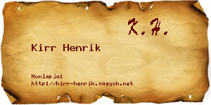 Kirr Henrik névjegykártya